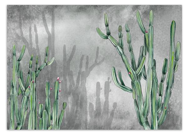 Fototapete Hängende Bunte Blumen Beton 350 x 245 cm