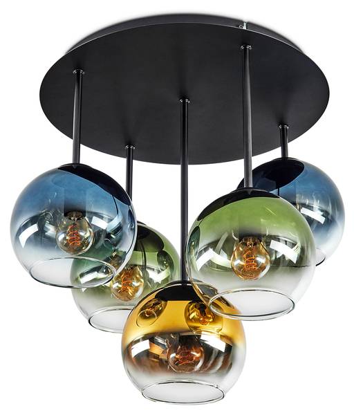 Deckenleuchte Cesaro Blau - Gold - Grün - Metall - 39 x 22 x 40 cm