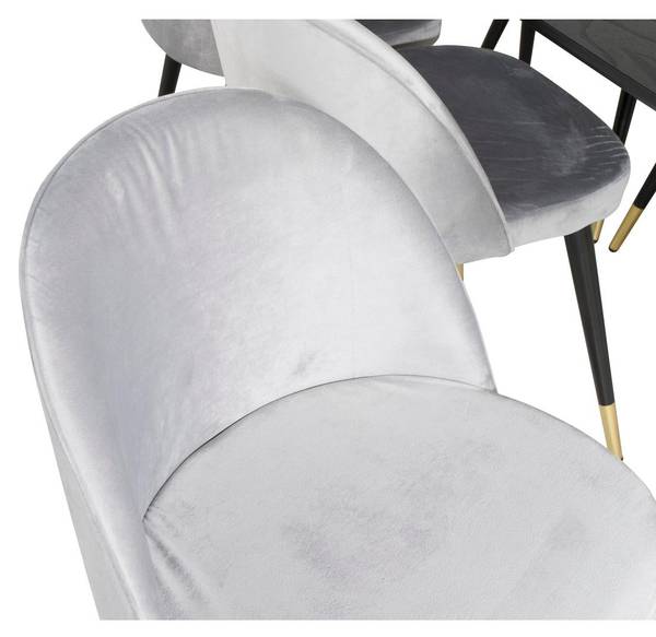 Essgruppe Gold + Velvet (7-teilig) Grau - Samt - 180 x 76 x 85 cm
