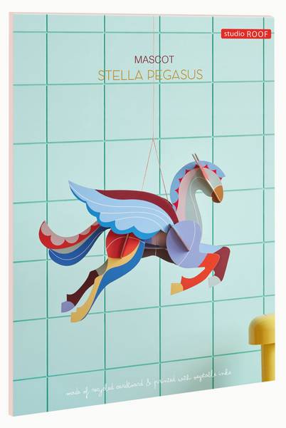 Wandobjekt Leuchtender Pegasus Naturfaser - Papier - 21 x 31 x 45 cm