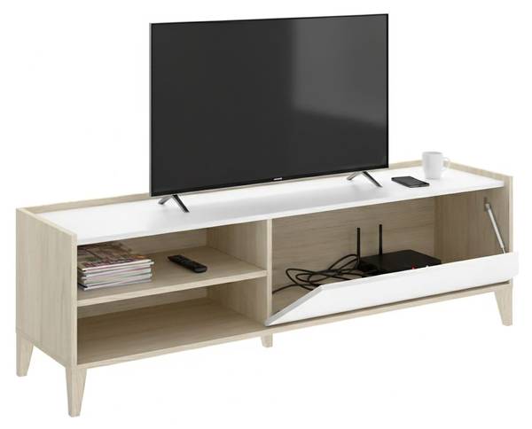 TV-Schrank Woodland Weiß - Holzwerkstoff - 155 x 50 x 43 cm