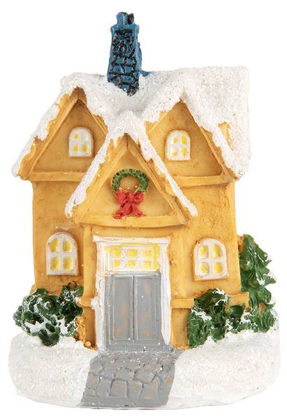 Haus mit LED Mainz Gelb - Kunststoff - 6 x 9 x 6 cm