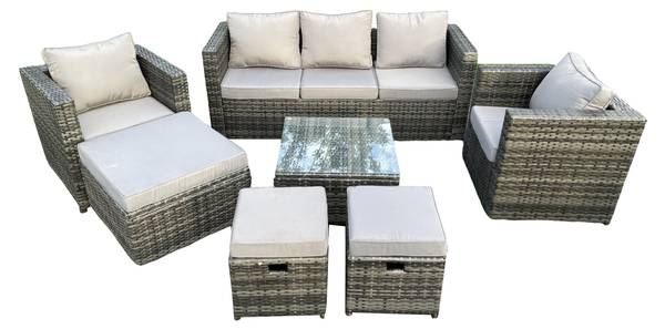 Loungegruppe C(7er-Set) Grau - Webstoff - 177 x 66 x 65 cm