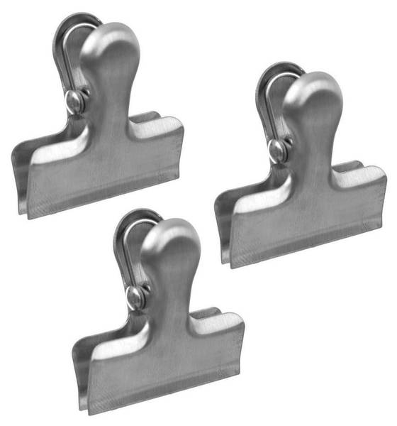 Verschlussclips aus Edelstahl 3er Set Silber - Edelstahl - 2 x 4 x 4 cm