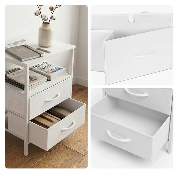 Bijzettafel met LED & USB wit