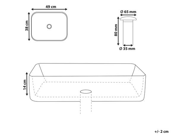 Waschbecken XERT 49 x 14 x 38 cm
