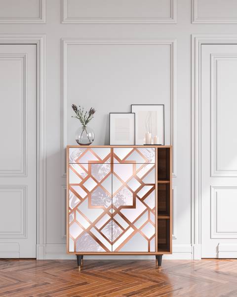Sideboard BS6 Walnuss Pink - Holzwerkstoff - 110 x 94 x 41 cm
