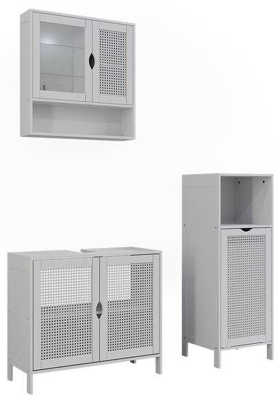 Badkamermeubelset Liora 59929 set van 3 wit - plaatmateriaal op houtbasis - 68 x 60 x 29 cm