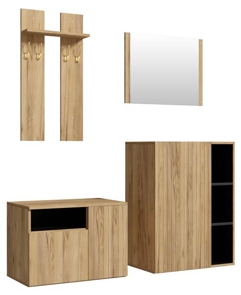 Garderobenset MUHENA415(4er Set) Braun - Holzwerkstoff
