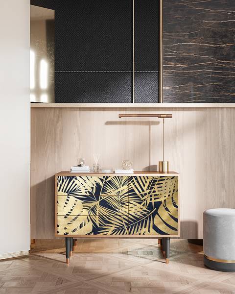 Sideboard S3 Walnuss Schwarz - Holzwerkstoff - 115 x 84 x 41 cm