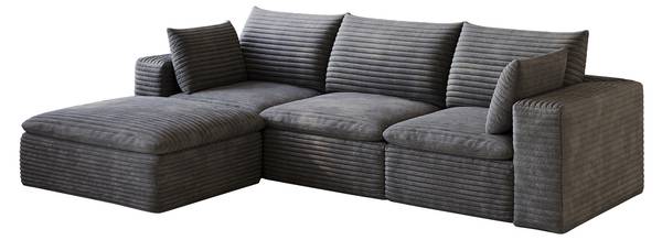 Ecksofa Mir-Flo Grau - Textil - 260 x 60 x 160 cm