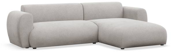 Hoekbank EMIA lichtgrijs - hoek vooraanzicht rechts - ottomane vooraanzicht rechts