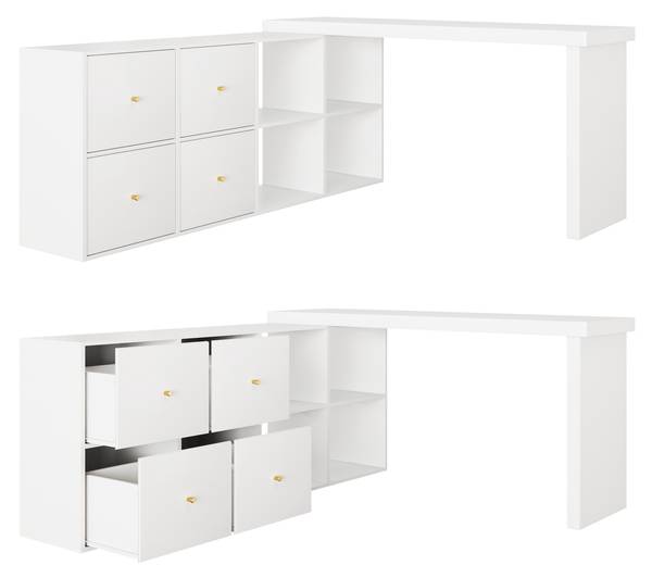Eckschreibtisch CHANGZoom Weiß - Holzwerkstoff - 140 x 78 x 120 cm