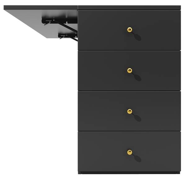 Kücheninsel mit Barhocker Thetis Ⅵ Schwarz - Holzwerkstoff - Metall - 70 x 91 x 140 cm