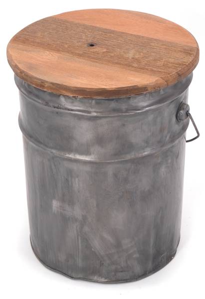 Beistelltisch  BARREL Silber - Massivholz - 30 x 40 x 30 cm