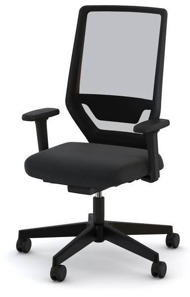 Bürostuhl Streamo Schwarz - Textil - 48 x 116 x 61 cm