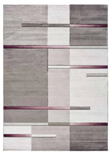 Kurzflorteppich DETROIT Geometrisch Grau - Violett - Polypropylen - 80 x 2 x 150 cm