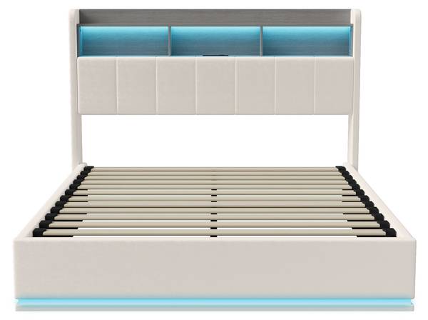 Boxspringbett Polsterbett HOAO Weiß - Metall - Massivholz - 168 x 120 x 211 cm