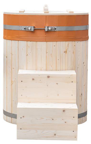 Badefass ARUM Braun - Kunststoff - Holz teilmassiv - 80 x 100 x 80 cm