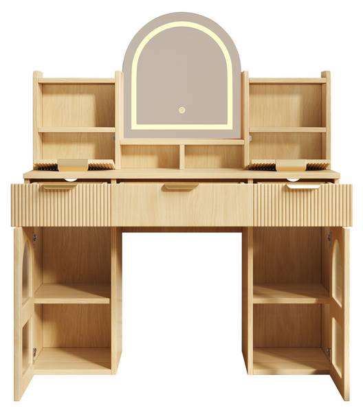 Schminktisch mit Spiegel NaturGLOW Holz