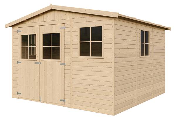 Gartenhaus mit Boden M335+M335G Beige - Fichte - 303 x 232 x 297 cm
