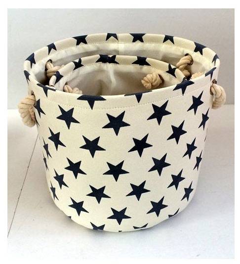Lot de 2 Paniers toile 21674 Blanc - Tissu - 28 x 24 x 28 cm