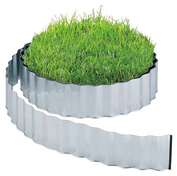 Rasenkante 15m aus Metall Silber - Eisen - 1 x 16 x 1500 cm