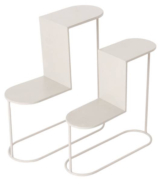 Blumentreppe PLUTO 2er Set Beige - Metall - 18 x 55 x 50 cm
