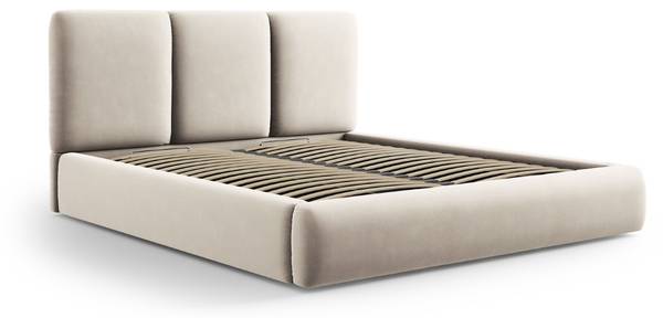 Bett NICOLAS Hochglanz Beige