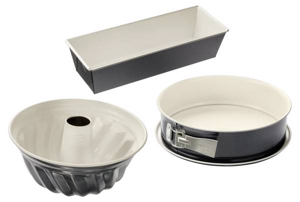 Dr. Oetker 3er Backformen-Set BACK-TREND Weiß - Eisen - 31 x 28 x 13 cm