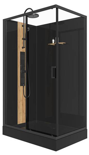 Duschkabine VITUNA Schwarz - Glas - 120 x 198 x 80 cm
