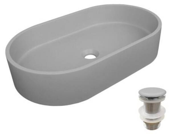 Aufsatzwaschbecken-Set ALAN 2-teilig Grau - Stein - 60 x 12 x 35 cm
