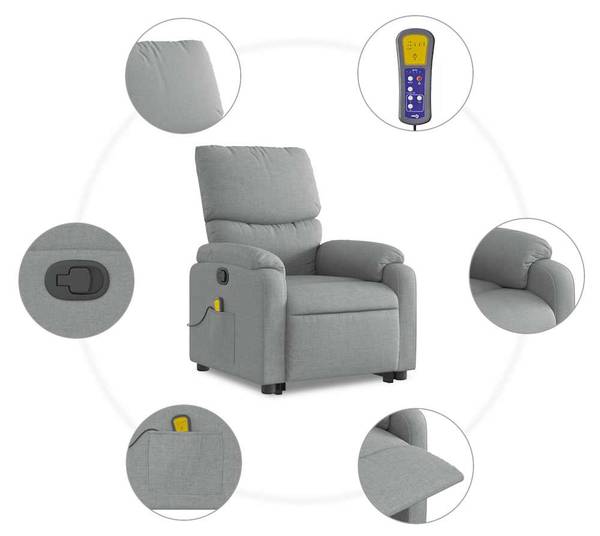 Massagesessel mit Aufstehhilfe 3032390-2 Hellgrau
