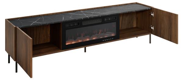 TV-Lowboard mit Kamin Tewos Braun - Holzwerkstoff - 200 x 55 x 37 cm