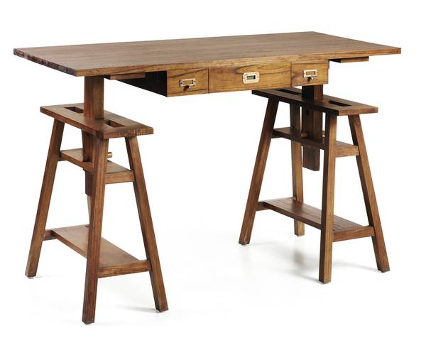 SCHREIBTISCH VERSTELLBARER L 152 cm Braun - Holz teilmassiv - 152 x 78 x 70 cm