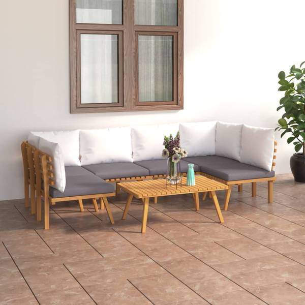 Salon de jardin 3087024 (lot de 7) Marron - Polyester - Acacia - 55 x 35 x 90 cm
