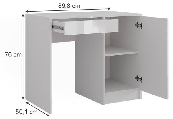 Kaptafel Sherry 57711 wit - plaatmateriaal op houtbasis - 90 x 76 x 51 cm