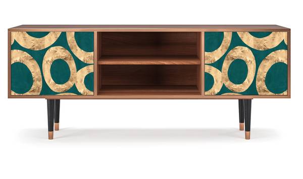 TV-Lowboard T2 Walnuss Türkis - Holzwerkstoff - 170 x 69 x 48 cm