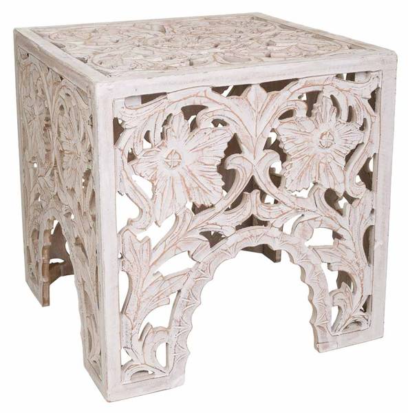 Table basse 4523334601 Blanc - En partie en bois massif - 45 x 45 x 45 cm