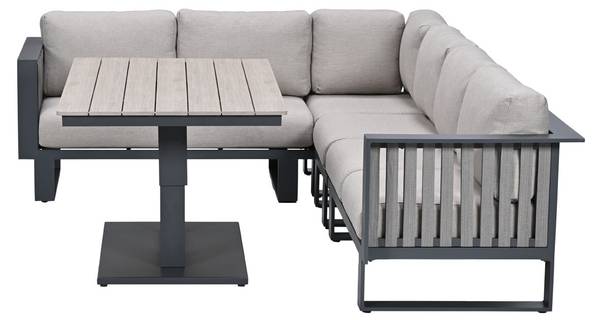 Loungediningset Gabon 5 delig grijs - aluminium - 220 x 66 x 285 cm