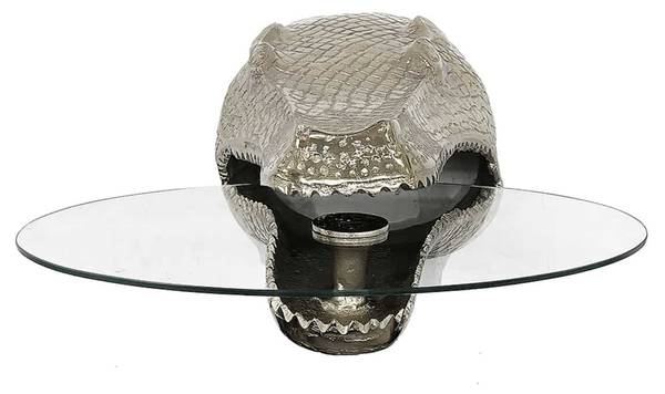 Hängetisch WILDLIFE CROCODILE Silber - Glas - Metall - 46 x 24 x 61 cm