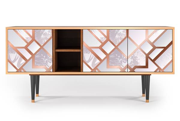TV-Lowboard T5 Walnuss Pink - Holzwerkstoff - 150 x 69 x 41 cm