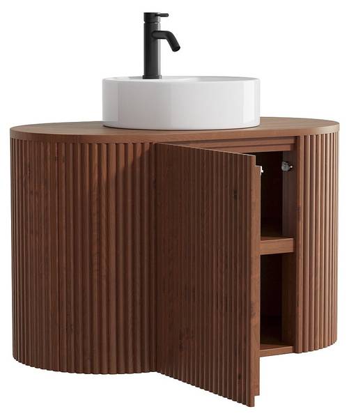 Einzelwaschtisch TOWARI Braun - Holz teilmassiv - 90 x 56 x 50 cm