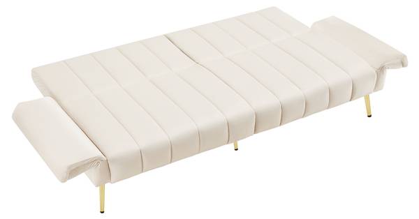 Schlafsofa Lea Beige - Samt - 183 x 75 x 76 cm