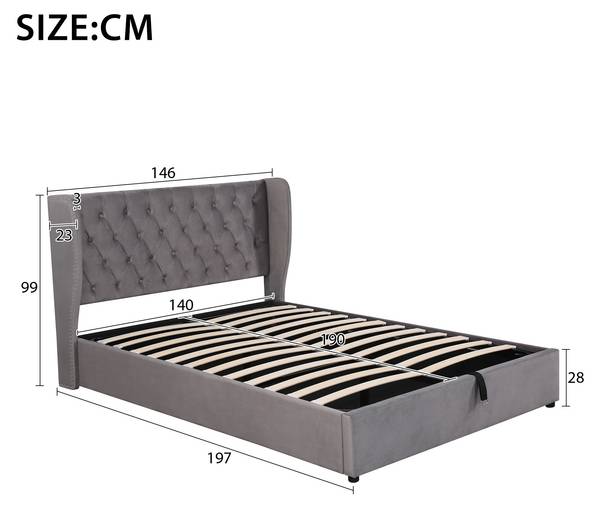 Einzelbetten K-1337 Grau - Holzwerkstoff - 146 x 99 x 197 cm