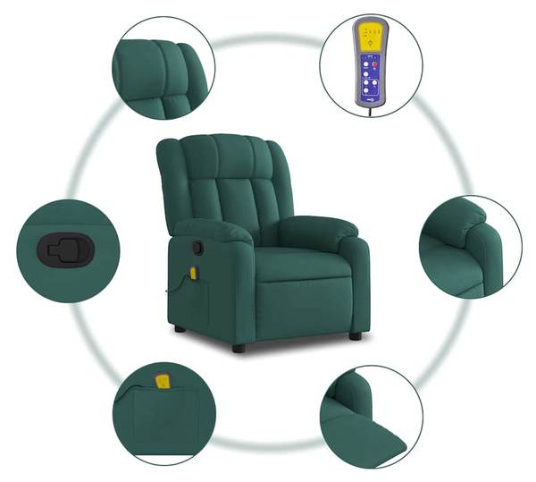 Fauteuil inclinable de massage 3032286-4 Vert foncé