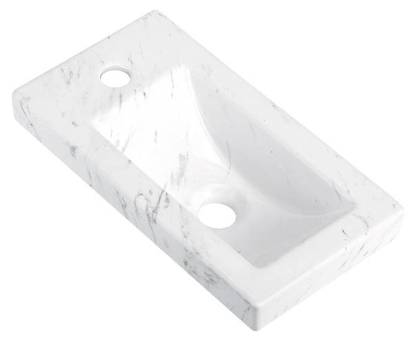 Aufsatzwaschbecken PIETRA Weiß - Keramik - 45 x 5 x 24 cm