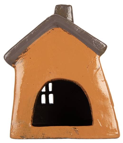 Waxinelichthouder Huis Nantes oranje - keramiek - 13 x 20 x 18 cm