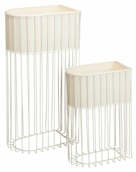 Blumentopf HH-NB1251020 2er Set Weiß - Metall - 30 x 60 x 30 cm