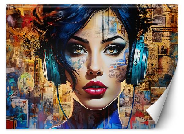 Fototapete Frau Musik Abstraktion 200 x 140 cm